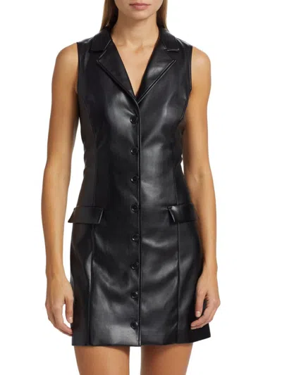 Paige Women's Graciella Faux Leather Minidress In Black