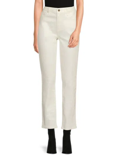 Paige Women's High-rise Straight-leg Jeans In Pearl White Coated