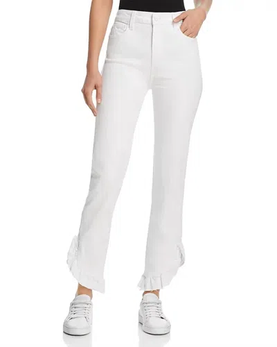 Paige Women's Hoxton Straight Ruffle Jeans In White