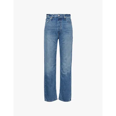 Paige Womens Imagine Sawyer Brand-patch Straight-leg High-rise Denim Jeans