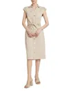 Paige Jaxsyn Cap Sleeve Denim Midi Shirtdress In Vintage Warm Sand