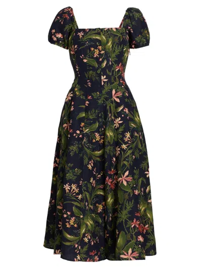 Paige Women's Lindi Silk-linen Midi-dress In Multi