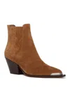 Paige Women's Lyra Pointed Toe Stretch Block Heel Ankle Boots In Sienna