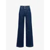 Paige Womens Michiru Portia Double-waistband Wide-leg High-rise Jeans In Michiru