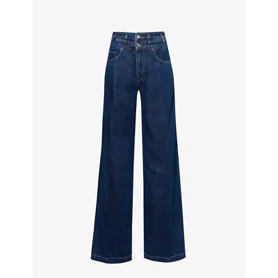 Paige Womens Michiru Portia Double-waistband Wide-leg High-rise Jeans