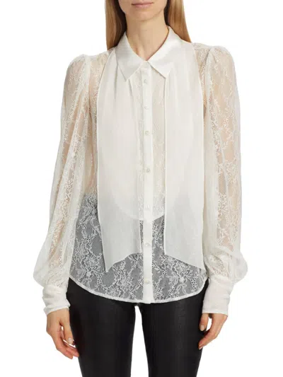 Paige Women's Mindel Lace Tieneck Button Down In White