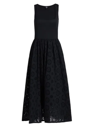 Paige Women's Morel Eyelet Midi-dress In Black