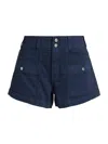 Paige Womens Vintage Navy Seascape Olivia High-rise Cargo Denim Shorts In Blue