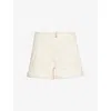 Paige Womens Quartz Sand Brooklyn Turn-up Cuff Mid-rise Cotton-blend Denim Shorts In Quartz Sand