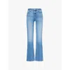 Paige Womens Rock Show Distressed Laurel Canyon Faded-wash Flared High-rise Stretch-denim Blend Jean In Rock Show Distressed