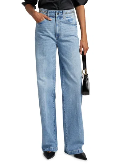 Paige Women's Sasha Embellished Straight-leg Jeans In Blue