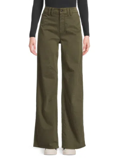 Paige Women's Stretch Cotton Wide-leg Pants In Green