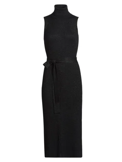 Paige Women's Zoelle Shimmer Rib-knit Midi-dress In Black