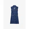 Paige Womens Iman Andria Sleeveless Denim Mini Dress In Blue