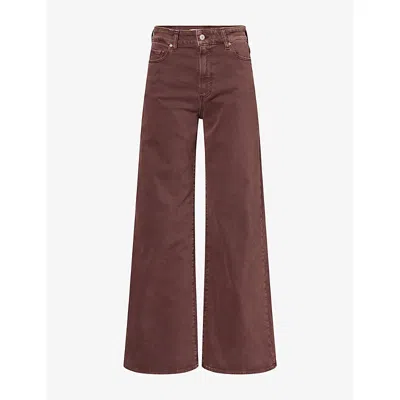 Paige Womens Anessa Wide-leg Cotton-stretch Denim Jeans Vintage Wild Mulberry In Burgundy