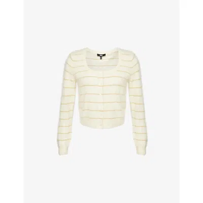 Paige Womens Fortuna Stripe Cashmere Cardigan Antique White/gold Xs In Multi