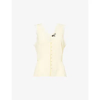 Paige Womens Ancona Lace-embroidery Silk Top Apricot Dust