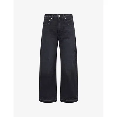 PAIGE WOMENS BLACK VOID ARELLIA ANKLE BARREL-LEG STRETCH-DENIM BLEND JEANS