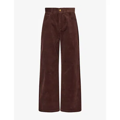 Paige Womens Arellia Ankle Corduroy Cotton Trousers Marula Brown