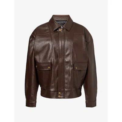 Paige Womens Ashland Faux Leather Jacket Dark Brown