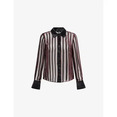 Paige Womens Aubergine/black Mazzy Striped Silk-blend Shirt