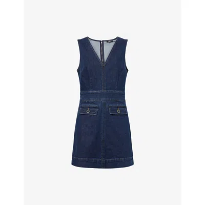 Paige Sylvia Denim Mini Dress Ballast In Blue