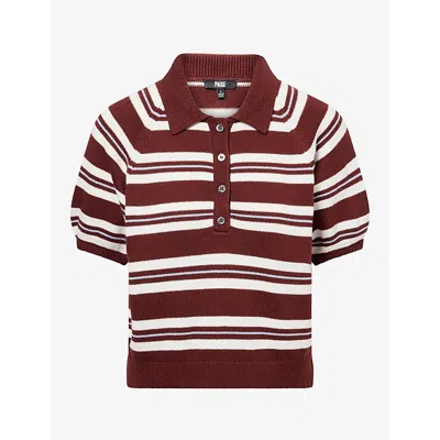 Paige Womens Birch Striped Cotton-blend Top Garnet Multi