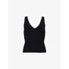 Paige Womens Cherie V-neck Stretch-cotton Blend Top Black