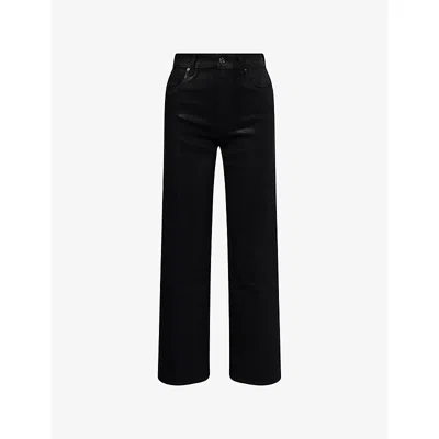 Paige Womens Black Fog Luxe Coating Anessa Coated Stretch-woven Jeans