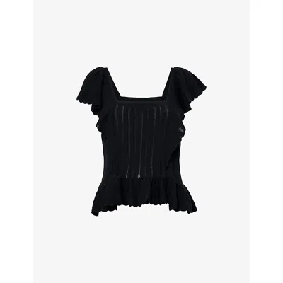 Paige Womens  Kai Square-neckline Cotton And Silk Blend Top In Black