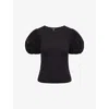 Paige Womens Marina Broderie-sleeve Cotton-jersey Top Black