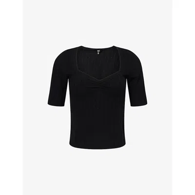 Paige Womens Black Merril Textured Knit Top Xs