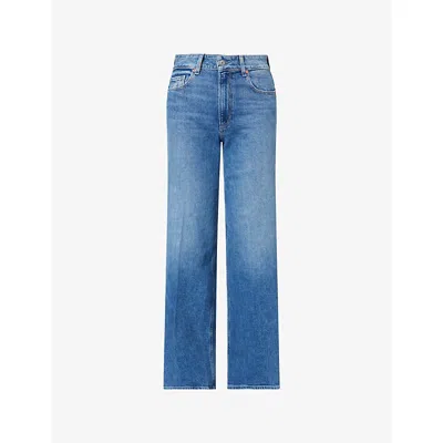 Paige Womens Bonjour Sasha Wide-leg Denim-blend Jeans In Blue