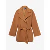 Paige Womens Camel Connery Belted Wool-blend Coat In Brown