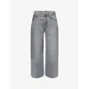Paige Womens Grey Isles Cameron Wide-leg Denim Jeans In Gray