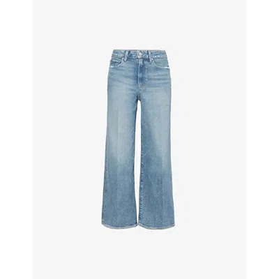 Paige Womens Cats Meow Distressed Anessa Wide-leg High-rise Denim-blend Jeans