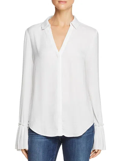 Paige Womens Collar Button-down Blouse In White