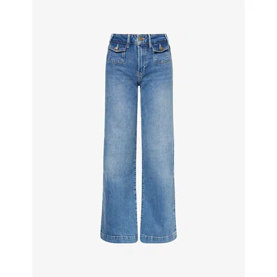 Paige Womens Coventry Leenah Wide-leg Stretch-denim Jeans In Multi
