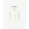 PAIGE PAIGE WOMEN'S CREAM IRIS V-NECK ASYMMETRIC-HEM WOVEN-BLEND GILET