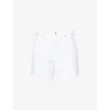 Paige Dani High Rise Denim Shorts In Aniyah Distressed In Crisp White