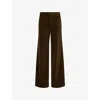 Paige Womens Dark Brushed Olive Anessa Corduroy Stretch-cotton Blend Trousers In Brown