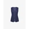 Paige Womens  Campanelli Two-welt-pockets Stretch-woven Blend Vest In Dark Ink Blue