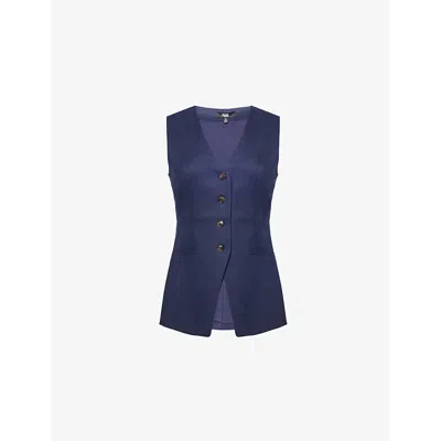 Paige Womens  Campanelli Two-welt-pockets Stretch-woven Blend Vest In Dark Ink Blue