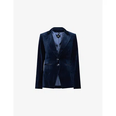Paige Womens Chelsee Single-breasted Velvet Blazer Deep Navy In Blue