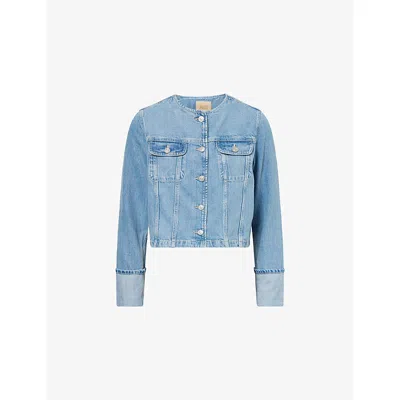 Paige Womens Del Amo Dean Round-neck Denim Jacket Xs