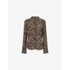Paige Womens Black Multi Desano Lace-print Woven Shirt In Brown