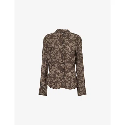 PAIGE WOMENS BLACK MULTI DESANO LACE-PRINT WOVEN SHIRT