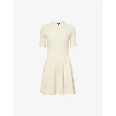 Paige Womens Ecru Olie Collared Rib-knit Mini Dress In Yellow