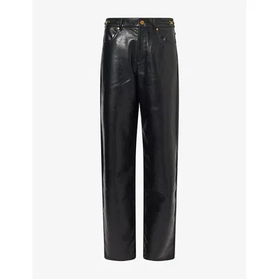 Paige Womens Emilie Tapered-leg Faux-leather Trousers Black