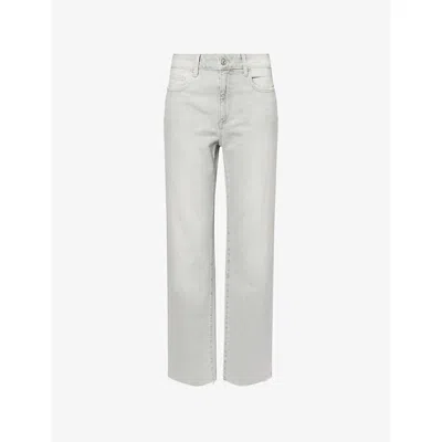 Paige Womens  Stevie Raw-hem Straight-leg Denim Jeans In White